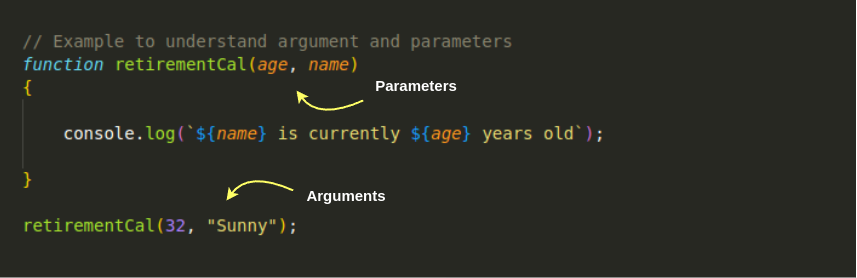 javascript functions parameters and arguments