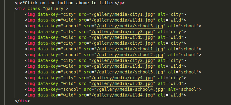 image gallery HTML code